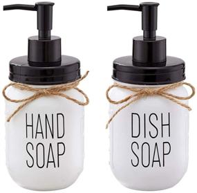 img 4 attached to Farmhouse Glass Mason Jar Soap Dispenser Set - Rustic Kitchen & Bathroom Decor - 2 Pack