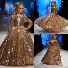 img 3 attached to 👗 Sparkling HEVECI Hengyud Gold Sequins Toddler Pageant Dress with Long Sleeves - Perfect Prom Dress for Girls 124