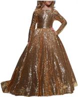 👗 sparkling heveci hengyud gold sequins toddler pageant dress with long sleeves - perfect prom dress for girls 124 logo