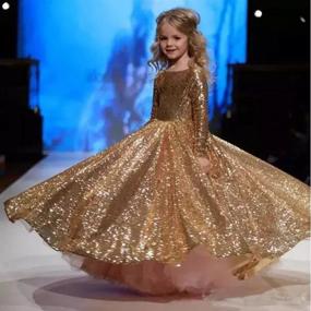 img 1 attached to 👗 Sparkling HEVECI Hengyud Gold Sequins Toddler Pageant Dress with Long Sleeves - Perfect Prom Dress for Girls 124