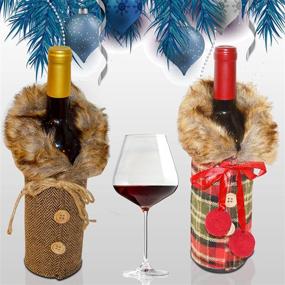 img 4 attached to 🎅 Santa Coat & Collar Wine Bottle Covers - Christmas Wine Gift Bags for Xmas Decorations. Perfect Indoor Navidad Decoracion!