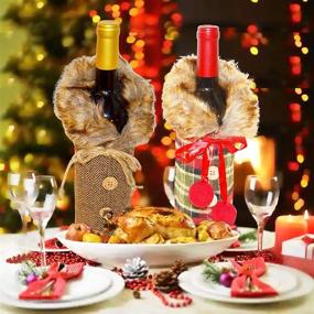 img 1 attached to 🎅 Santa Coat & Collar Wine Bottle Covers - Christmas Wine Gift Bags for Xmas Decorations. Perfect Indoor Navidad Decoracion!