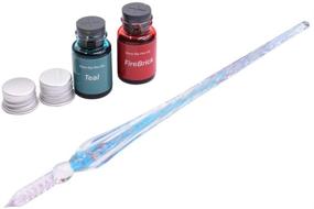 img 2 attached to 🖋️ AIVN Glass Dip Pen Set - Complete Calligraphy Kit with 2 Glass Pens, 14 Bottled Inks, Pen Holder, Cleaning Cup, and Introduction Booklet