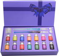 🖋️ aivn glass dip pen set - complete calligraphy kit with 2 glass pens, 14 bottled inks, pen holder, cleaning cup, and introduction booklet logo