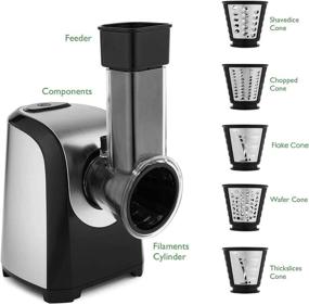 img 2 attached to 🥗 Efficient Electric Salad Machine: 5 Blade Spiralizer, Vegetable Slicer, Shredder, Cutter & Cheese Grater Set for Home Kitchen Use