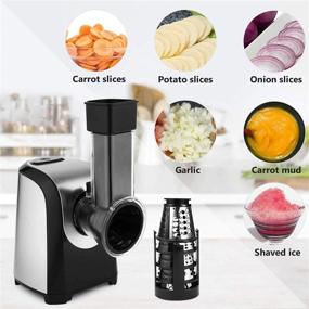 img 1 attached to 🥗 Efficient Electric Salad Machine: 5 Blade Spiralizer, Vegetable Slicer, Shredder, Cutter & Cheese Grater Set for Home Kitchen Use