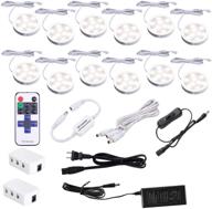 🔦 aiboo 4000k plug in led puck lights - under counter lighting kit with 12pcs, 24w ultra slim dimmable white fixtures for kitchen cabinet, wine cabinet, closet, showcase lighting – natural white логотип