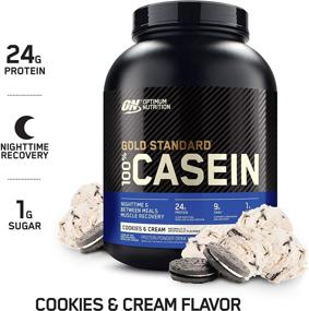 img 2 attached to Gold Standard Micellar Casein Protein Powder - Slow Digesting, Keeps You Fuller 🥛 for Longer, Supports Overnight Muscle Recovery, Cookies & Cream Flavor, 4 lbs (Packaging May Vary)