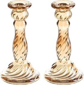 img 4 attached to 🕯️ ENJINKAIL Gold Glass Candle Holder Set - Elegant Taper Candlestick Holders for Weddings & Events