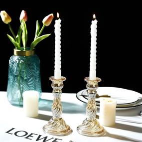 img 2 attached to 🕯️ ENJINKAIL Gold Glass Candle Holder Set - Elegant Taper Candlestick Holders for Weddings & Events