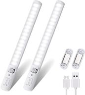 rechargeable motion sensor led closet light 42 led bulbs 2 pack - under cabinet lights with magnetic stick-on for stairway, wardrobe, kitchen, hallway - wireless night light bar логотип