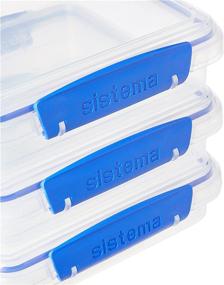 img 2 attached to KLIP IT Collection 1.9 Cup Compact Sandwich Box Storage Container, Set of 3, Clear/Blue, Ideal for Meal Prep, BPA-Free, Reusable