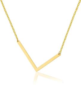 img 4 attached to 🌟 8th Day Fashion Sideways Initial Necklace - Stainless Steel Monogram Script Name Alphabet A-Z - Large Letter Necklace - 18K Gold Plated Jewelry for Women Girls - Perfect Gifts for Her