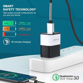 img 2 attached to Набор зарядного устройства Adaptive Fast Charging Wall Charger Kit для Samsung Galaxy A51/A20/A10/S10/S9/S8: в комплекте 6-футовый плетеный USB-C к USB-A кабель