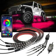 🚗 app-controlled car rgb underglow lights - 4pcs multicolor neon light kits, waterproof exterior led strip lights for all cars (2 x 47 inch + 2 x 35 inch), timing music mode lighting logo