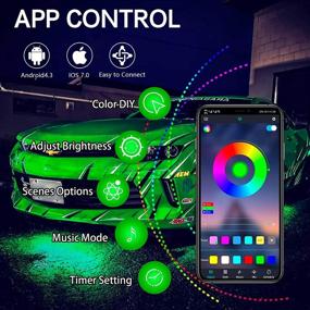 img 3 attached to 🚗 App-Controlled Car RGB Underglow Lights - 4Pcs Multicolor Neon Light Kits, Waterproof Exterior LED Strip Lights for All Cars (2 X 47 Inch + 2 X 35 Inch), Timing Music Mode Lighting