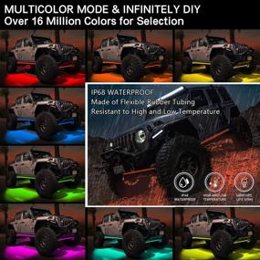 img 2 attached to 🚗 App-Controlled Car RGB Underglow Lights - 4Pcs Multicolor Neon Light Kits, Waterproof Exterior LED Strip Lights for All Cars (2 X 47 Inch + 2 X 35 Inch), Timing Music Mode Lighting