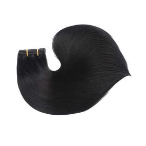 img 2 attached to 💇 Thick, Silky Jet Black Clip-in Human Hair Extensions - 18" Length, 150g, 7 Pieces, Double Weft, Real Remy Hair, Brazilian Quality