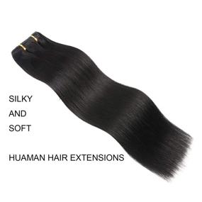 img 3 attached to 💇 Thick, Silky Jet Black Clip-in Human Hair Extensions - 18" Length, 150g, 7 Pieces, Double Weft, Real Remy Hair, Brazilian Quality