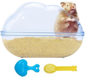 img 4 attached to EBaokuup Hamster Bathroom: Transparent Plastic Sand Bath Container with Scoop for Small Pet Animals