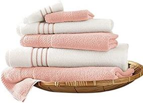 img 2 attached to 🌹 Amrapur Overseas Quick-Dry 450GSM 6-Piece Combed Cotton Stripe Towel Set - Rose Quartz: Luxurious Absorbency and Fast Drying