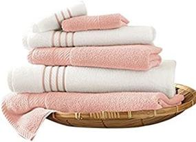 img 1 attached to 🌹 Amrapur Overseas Quick-Dry 450GSM 6-Piece Combed Cotton Stripe Towel Set - Rose Quartz: Luxurious Absorbency and Fast Drying