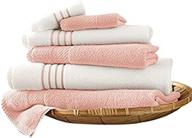 🌹 amrapur overseas quick-dry 450gsm 6-piece combed cotton stripe towel set - rose quartz: luxurious absorbency and fast drying logo