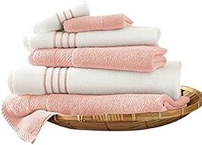 img 4 attached to 🌹 Amrapur Overseas Quick-Dry 450GSM 6-Piece Combed Cotton Stripe Towel Set - Rose Quartz: Luxurious Absorbency and Fast Drying