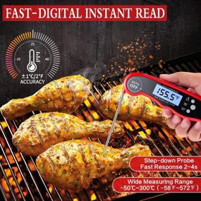 img 3 attached to 🔥 Red Dual Probe Meat Thermometer with Alarm Function and Backlight – Perfect for Cooking, Grilling, Baking, and Smoking