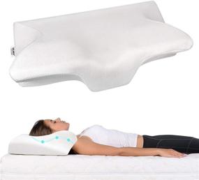 img 4 attached to 🌙 VAlinks Contour Memory Foam Pillow: Comfort & Support for Neck Pain Relief, Ideal for All Sleeping Positions - Side, Back, Stomach Sleepers, with Free White Pillowcases