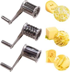 img 1 attached to 🧀 Enhanced ZEICAFER Rotary Cheese Grater with 3 Versatile Interchangeable Drum Blades