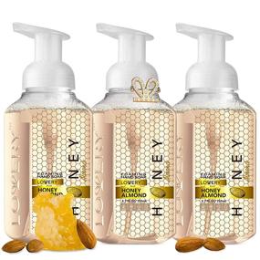 img 4 attached to Lovery Foaming Hand Soap - 3-Pack Scented Hand Wash for Kitchen or Bathroom - Alcohol-Free, Moisturizing Hand Soap with Aloe and Essential Oils - Honey Almond Scent - 26.25 fl oz - Free Swarovski Bracelet Included