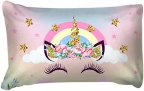 img 1 attached to 🦄 HJS Unicorn Kids Bedding Duvet Cover Sets - Twin Size, 3-Piece Floral Eyelash Unicorn Pattern, Cute Comforter Cover Set for Little Girls - Baby Pink. Includes 2 Pillowcases, 1 Duvet Cover. Duvet Not Included.