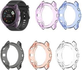 img 4 attached to RuenTech Case Cover Compatible With Garmin Fenix 6X/6X Pro/Fenix 6X Sapphire Case Protector TPU Protective Case Frame For Fenix 6X GPS Watch (Pink/Blue/Purple/Black/Clear)