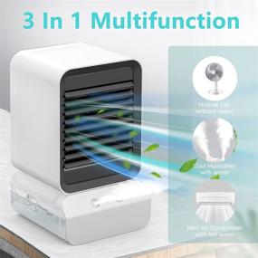 img 3 attached to Zebre Portable Air Conditioner Fan - Personal Air Cooler with Evaporative Cooling and Misting Function, 7 Colors LED Lights & 3 Speeds - Ideal for Home, Room, and Office