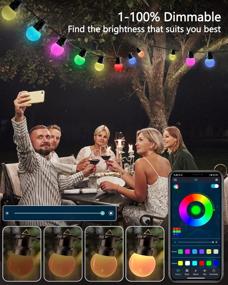 img 2 attached to Waterproof Outdoor Patio String Lights RGBW with Shatterproof Bulbs – Dimmable 48ft Backyard Lights for Garden, Bistro, Porch, Balcony, Party – Bluetooth App & Remote Control Included