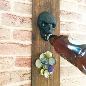 img 1 attached to 🍻 Premium Wall Mounted Cast Iron Bottle Opener with Magnetic Cap Catcher - Perfect Party and Halloween Gift (Black)