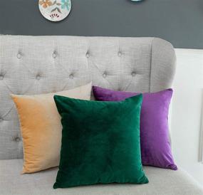 img 1 attached to 🍀 Elara Star Velvet Throw Pillow Covers: Luxurious Solid Square Decorative Cushion Cases for Farmhouse Accent, 16x16 Inch, Pack of 2 in Emerald Green