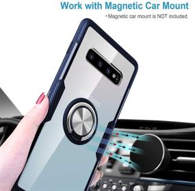 img 1 attached to Чехол с защитой «Blue Crystal Clear Carbon Fiber Design Armor Protective Case» для Galaxy S10 Plus от SQMCase - 360-градусное вращение держателя с кольцом, подставка-кикстанд и совместимость с магнитным автомобильным креплением.