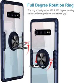 img 3 attached to Чехол с защитой «Blue Crystal Clear Carbon Fiber Design Armor Protective Case» для Galaxy S10 Plus от SQMCase - 360-градусное вращение держателя с кольцом, подставка-кикстанд и совместимость с магнитным автомобильным креплением.