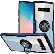 чехол с защитой «blue crystal clear carbon fiber design armor protective case» для galaxy s10 plus от sqmcase - 360-градусное вращение держателя с кольцом, подставка-кикстанд и совместимость с магнитным автомобильным креплением. логотип