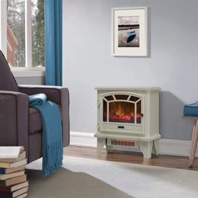 img 3 attached to Duraflame Electric Fireplace Stove - Cream: 1500W Infrared Heater with Flickering Flame Effects