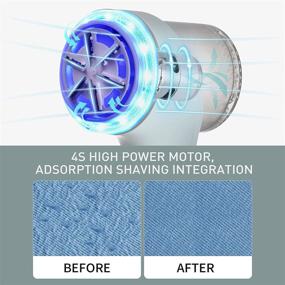 img 2 attached to 🌿 Green Fabric Shaver Fuzz Remover, KUMBAZZ Electric Lint Shaver with 6-Leaf Blades for Efficient Clothes, Bedding, and Furniture De-Pilling. Includes LED Light & USB Rechargeable Feature.