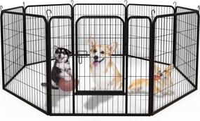 img 4 attached to 🐾 YINTATECH Metal Dog Playpen: Heavy Duty Portable Foldable Kennel with Removable Food Tray for Puppy/Dog/Cat/Rabbit/Kitten - Indoor/Outdoor 8 Panel Dog Fence