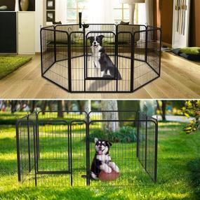 img 3 attached to 🐾 YINTATECH Metal Dog Playpen: Heavy Duty Portable Foldable Kennel with Removable Food Tray for Puppy/Dog/Cat/Rabbit/Kitten - Indoor/Outdoor 8 Panel Dog Fence