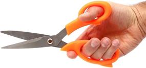 img 2 attached to 🔪 8 Inch Multi-Purpose Heavy Duty Orange Craft Scissors - Quality Stainless Steel, Soft Comfortable Grip - Contoured Shears for Home, School, Office, Arts, Fabric, Crafts Sewing - 1 Pack