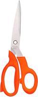 🔪 8 inch multi-purpose heavy duty orange craft scissors - quality stainless steel, soft comfortable grip - contoured shears for home, school, office, arts, fabric, crafts sewing - 1 pack logo