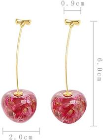 img 3 attached to 🍒 Charming 3D Cherry Earrings: Cute Fruit Dangle Drops with Simplicity Resin - Perfect Gift for Women and Girls