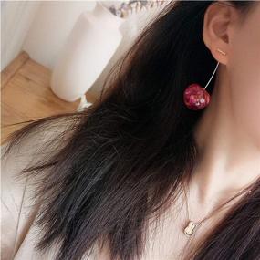 img 1 attached to 🍒 Charming 3D Cherry Earrings: Cute Fruit Dangle Drops with Simplicity Resin - Perfect Gift for Women and Girls