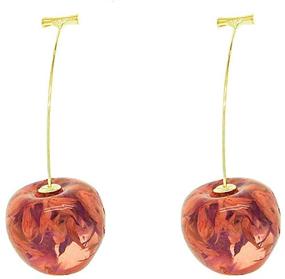 img 4 attached to 🍒 Charming 3D Cherry Earrings: Cute Fruit Dangle Drops with Simplicity Resin - Perfect Gift for Women and Girls